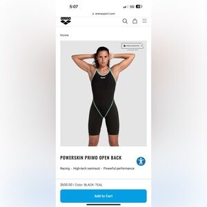 New Arena Powerskin Primo Open back kneeskin (black/teal)